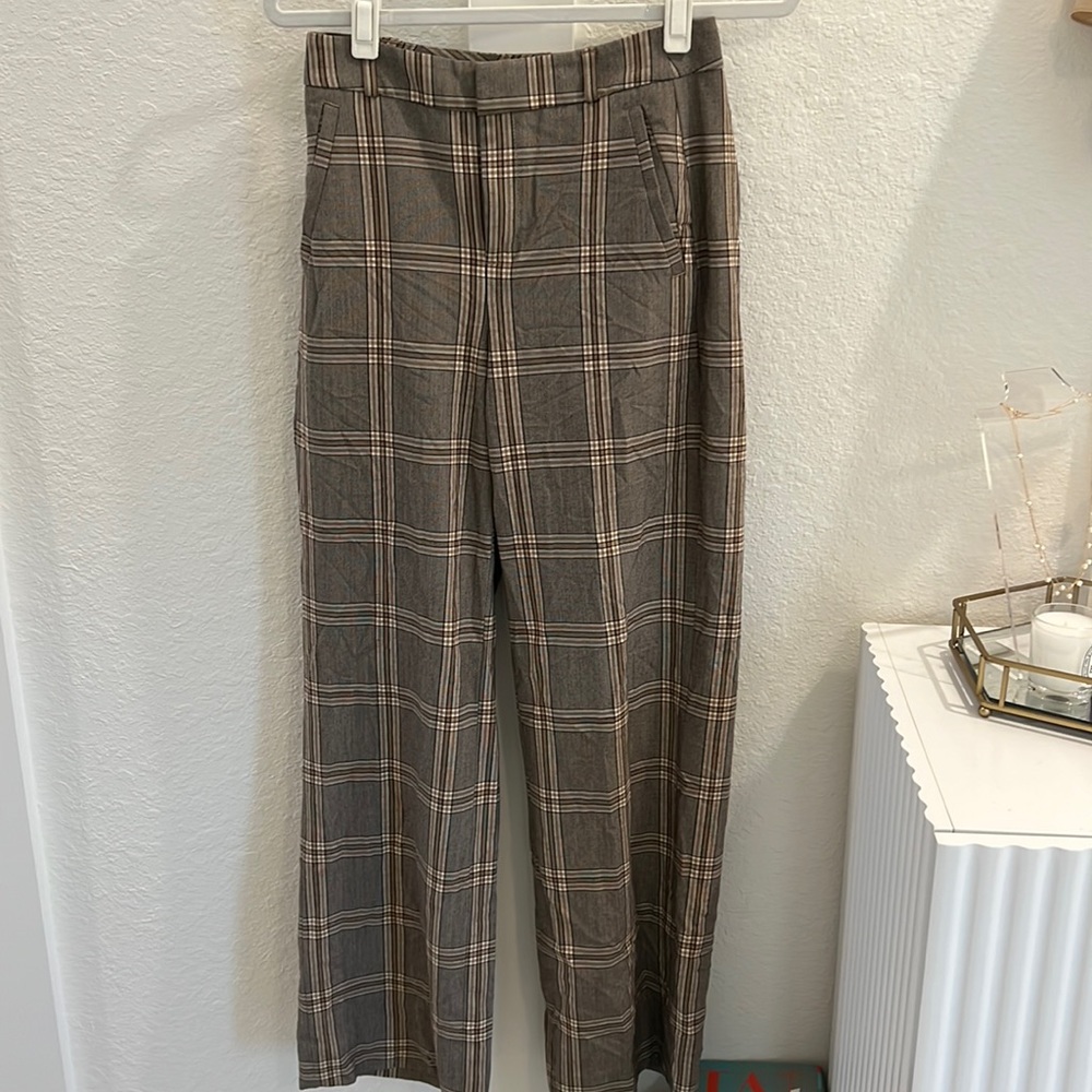 Plaid Straight Leg Pants